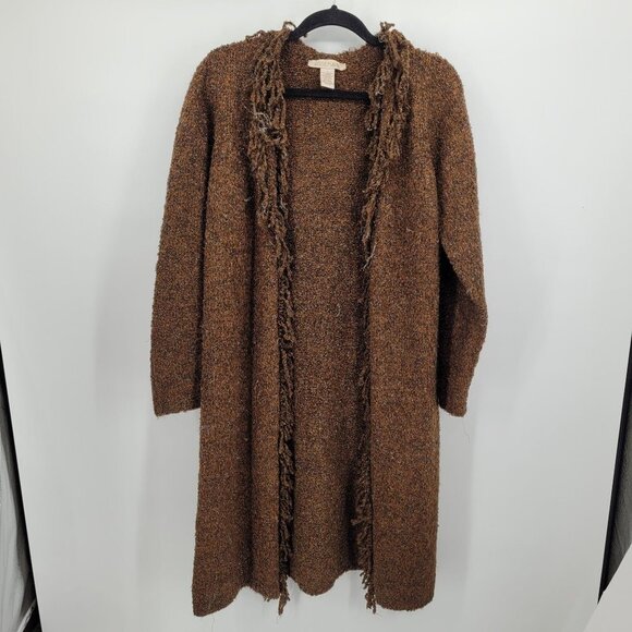 Clothes womens large brown metallic long duster cardigan coat acrylic blend - Picture 10 of 10